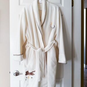 Missy/Jeune Fille Celestial Cat & Moon Plush Robe OS White Fuzzy Stars